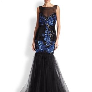 Badgley Mischka floral sequin and tulle gown
